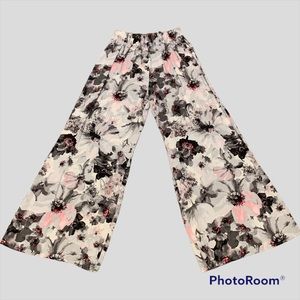 Abercrombie Kids wide leg flowy palazzo pants floral black pink Medium M